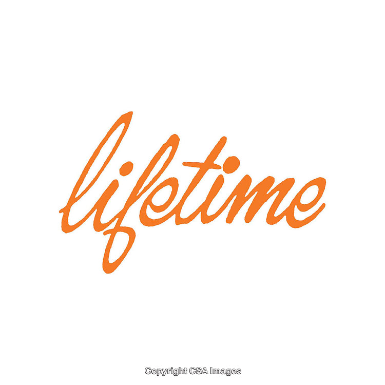 Stylish Orange Script Font Reading 'Lifetime' on White Background