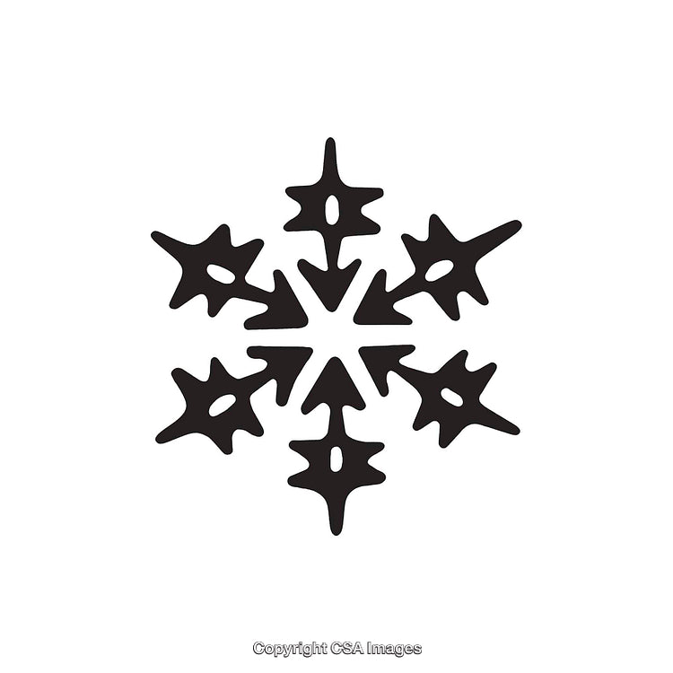 Black And White Snowflake Dingbat Icon With Arrow-Shaped Tips