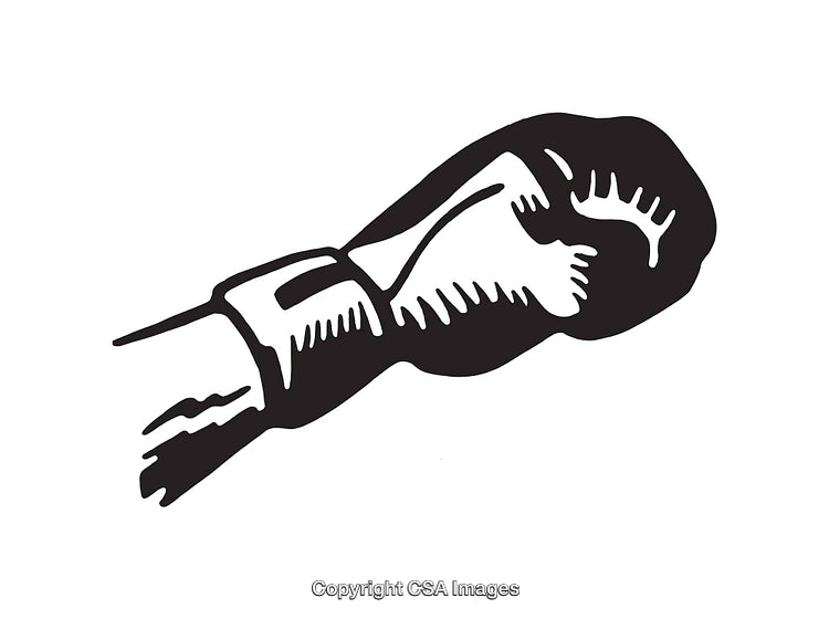 Black and White Line Art Illustration of a Boxing Glove