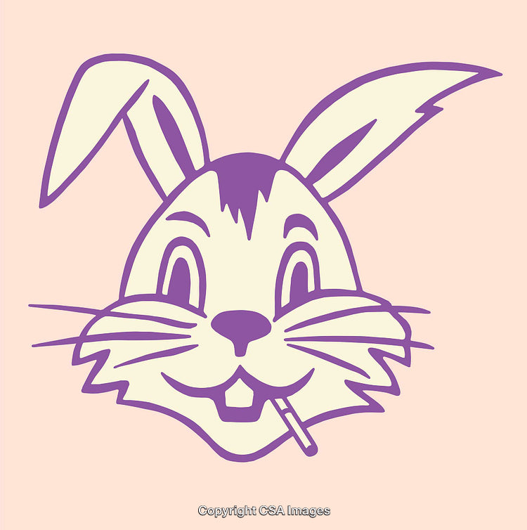 Colorful Cartoon Rabbit Illustration with Playful Expression in Line Art Style