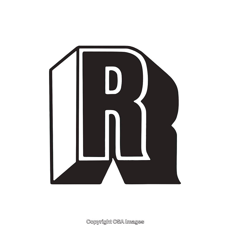 Bold Black and White Design Letter R Stylized Icon