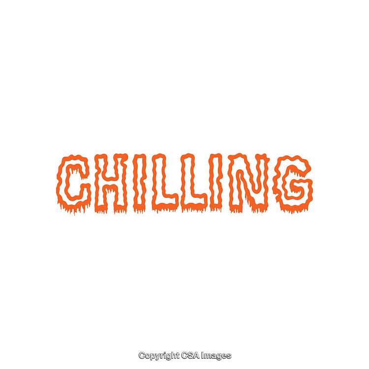 Bold Orange 'Chilling' Text With a Dripping Effect on White Background