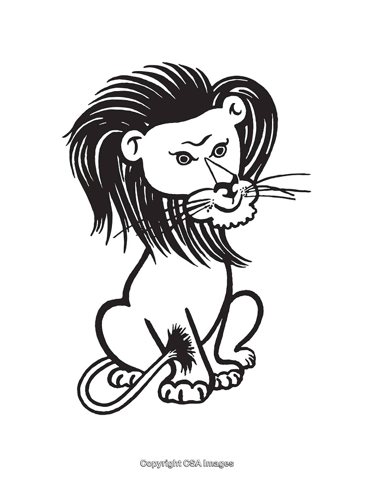 Black and White Line Art of a Majestic Lion