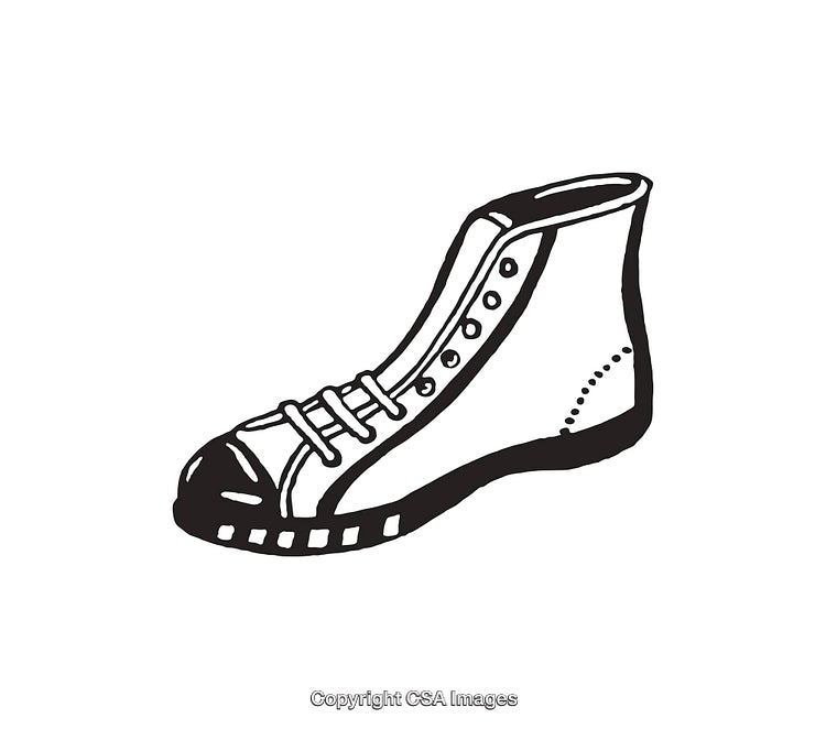 Black And White Line Art Illustration of a Stylish Lace-Up Shoe