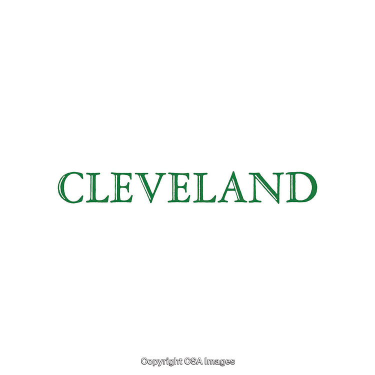 Green Cleveland Text Graphic in All Caps on White Background