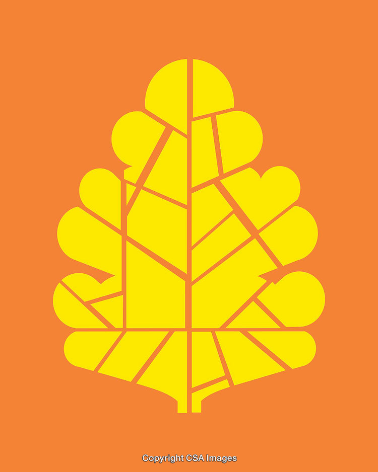 Abstract Yellow Tree Line Art on Orange Background
