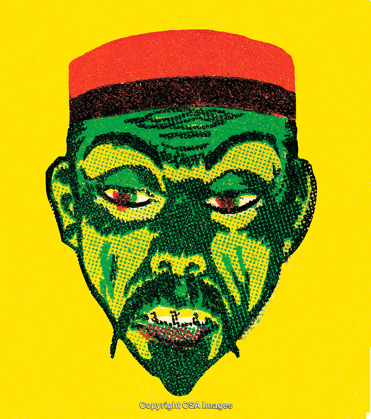 Bold Graphic Illustration of a Man's Expression on a Vibrant Background
