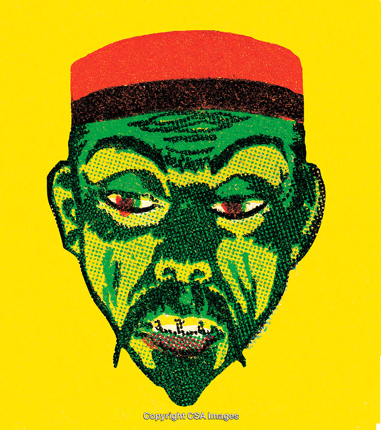 Bold Graphic Illustration of a Man's Expression on a Vibrant Background