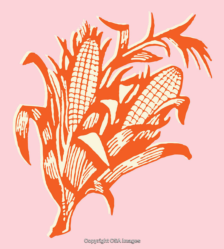 Vibrant Corn Illustration on Pastel Pink Background