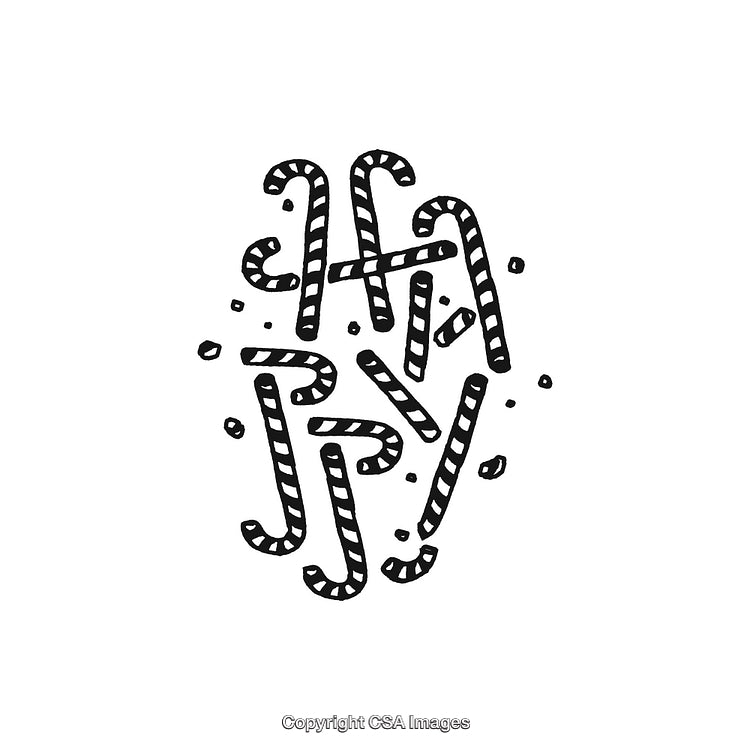 Happy Typography Design With Candy Cane Stripes and Festive Elements