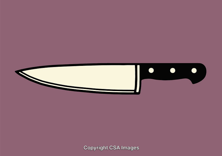 Minimalist Illustration of a Kitchen Knife on a Solid Background