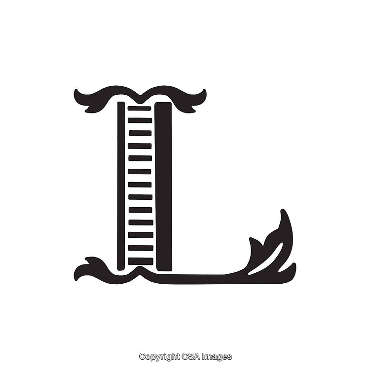 Decorative Letter L with Ornate Accents and Artistic Design