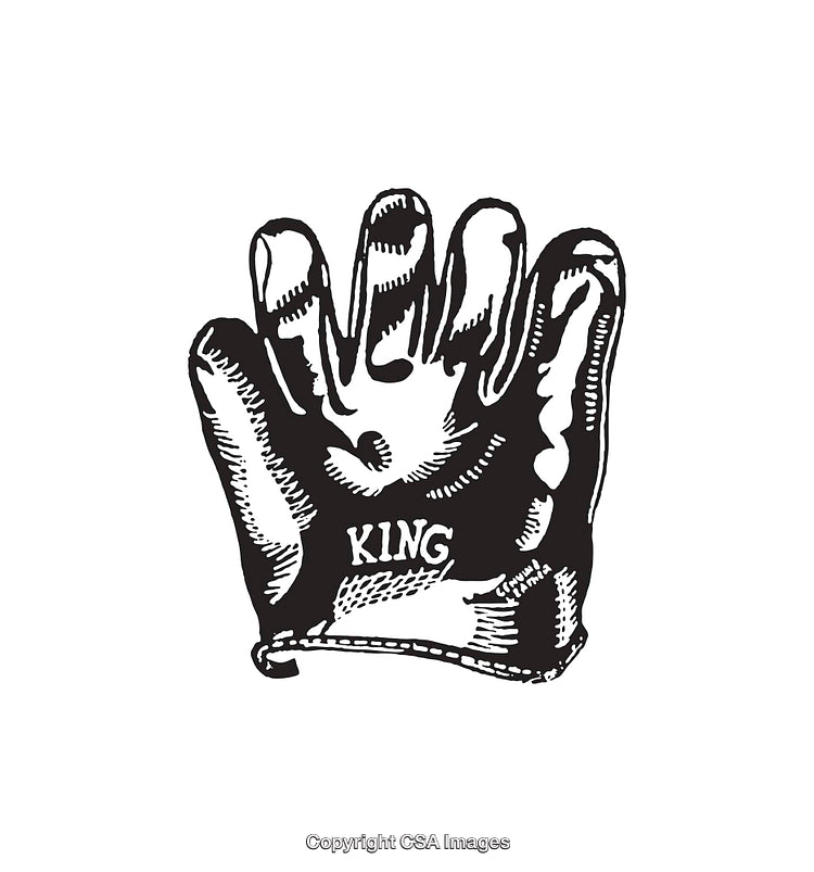 Detailed Black and White Glove Line Art Illustration with Text