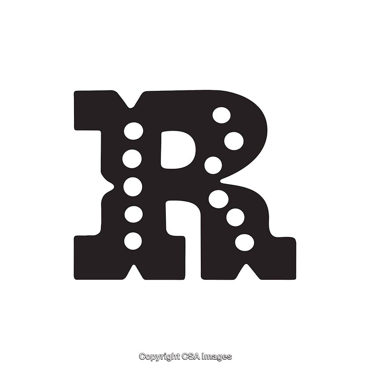 Vintage Styled Letter R with Decorative Dot Pattern Design