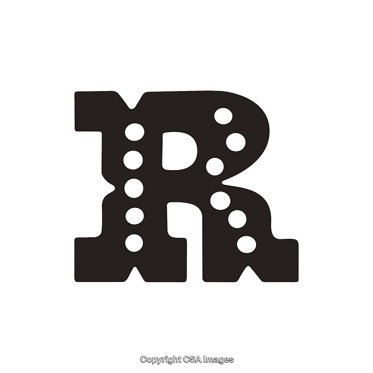 Vintage Styled Letter R with Decorative Dot Pattern Design
