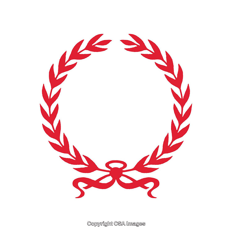 Red Laurel Wreath With Ribbon on White Background Vector Illustration
