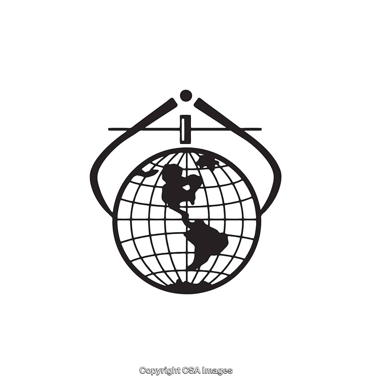 Black and White Globe with Latitude and Longitude Lines