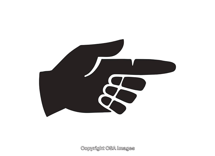 Black Silhouette of a Hand Pointing to the Right