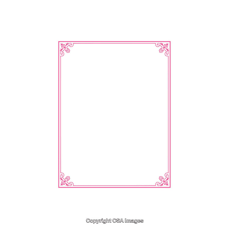 Elegant Pink Frame With Ornamental Corners on White Background