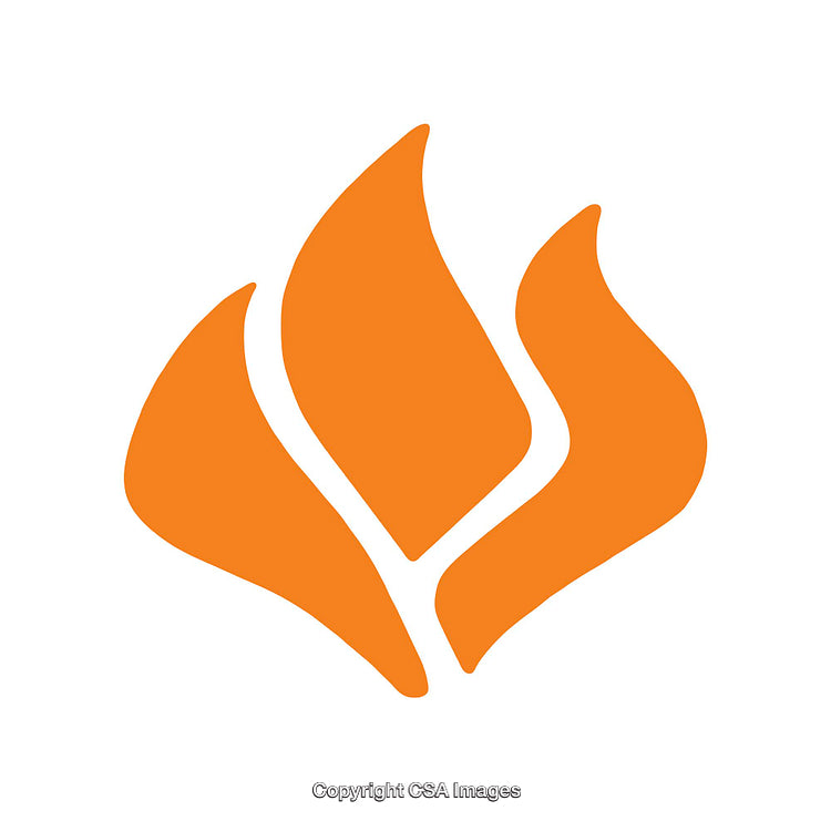 Orange Flame Icon on White Background, Symbolizing Fire and Energy