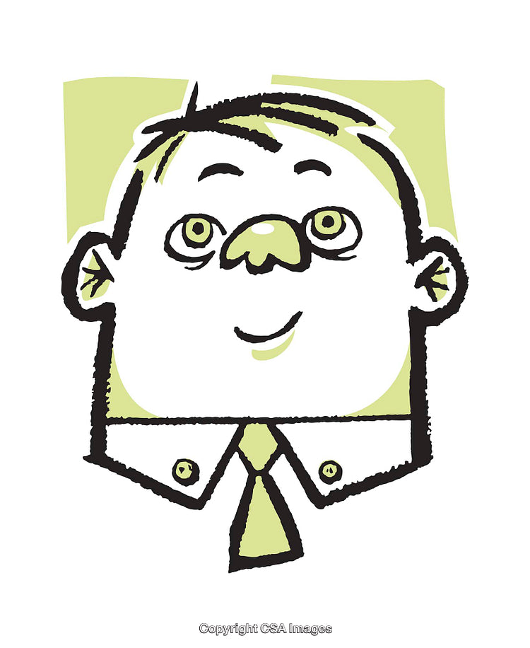 Cartoon Illustration of a Smiling Character Styled in Green and Black