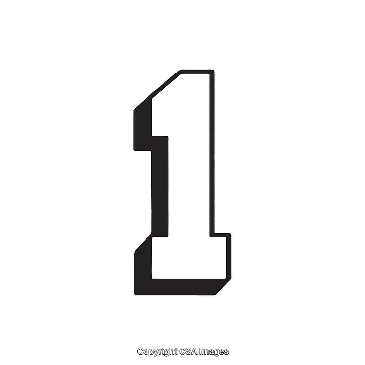Bold Black Outline Number One on White Background
