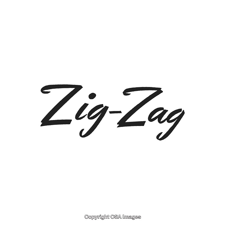 Stylized Zig-Zag Text Design with Bold Black Letters on White Background