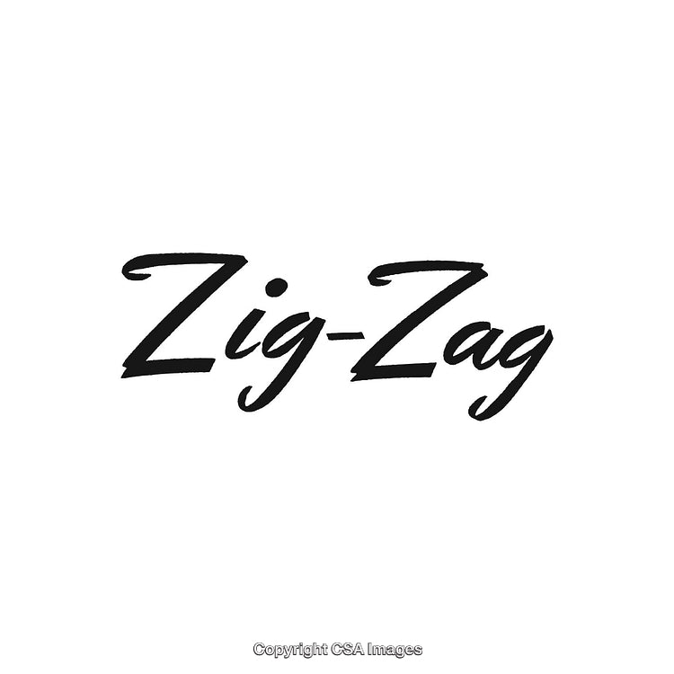 Stylized Zig-Zag Text Design with Bold Black Letters on White Background