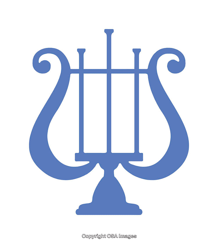 Blue Lyre Icon Symbolizing Music and Classical Art