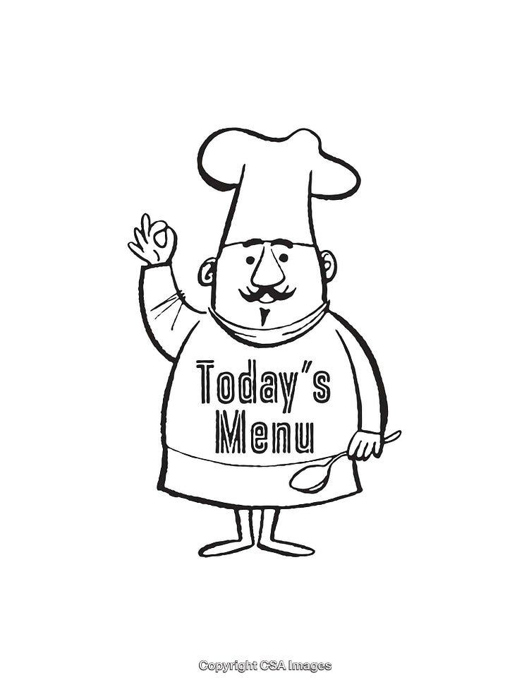 Cartoon Chef Illustration Featuring Text for Today's Menu