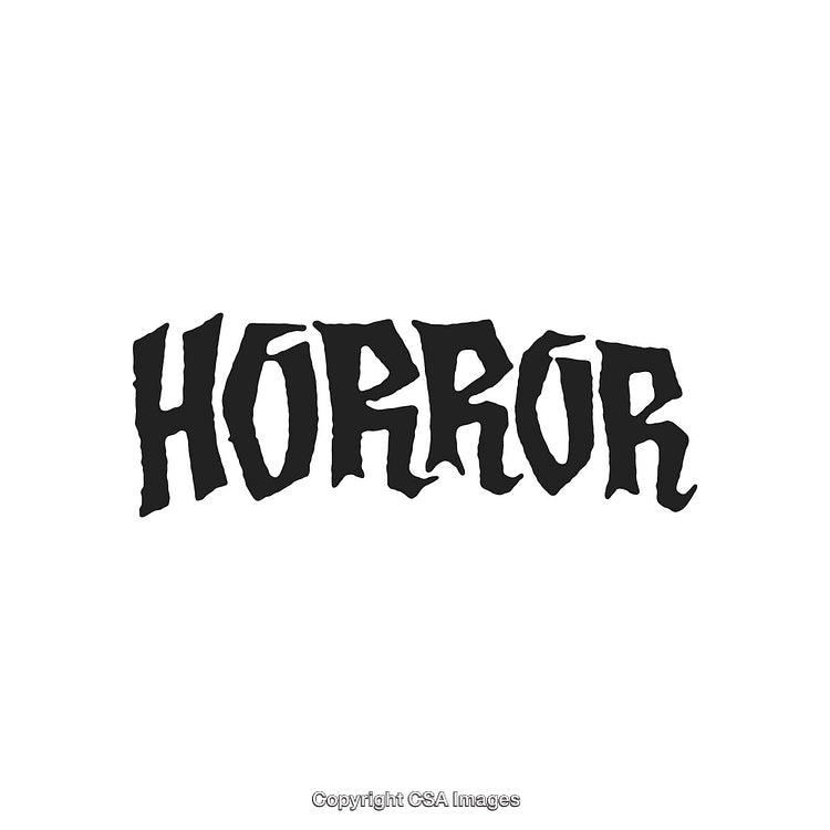 Horror Typography Displaying Bold Stylized Lettering on a White Background