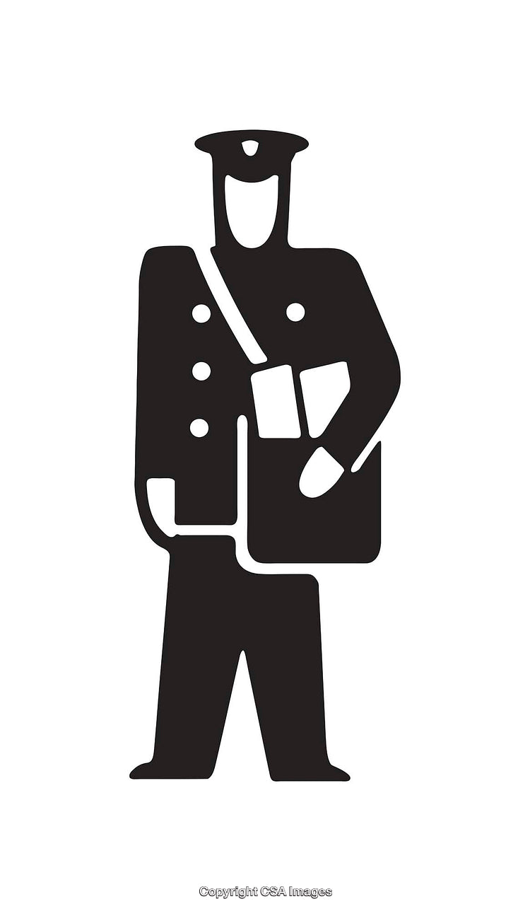 Black And White Icon of a Mail Carrier Delivering Mail