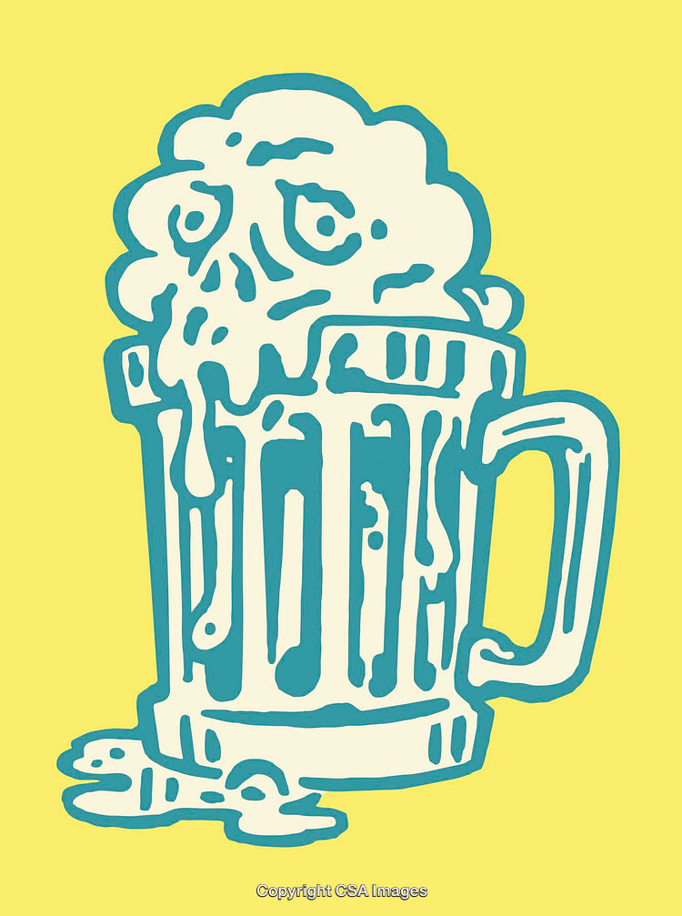 Illustration of a Frothy Mug with Character Face Design