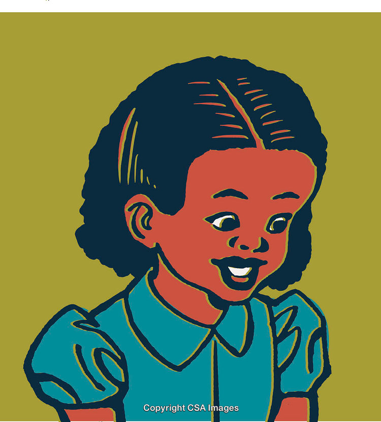 Colorful Illustration of a Cheerful Child in Vintage Art Style
