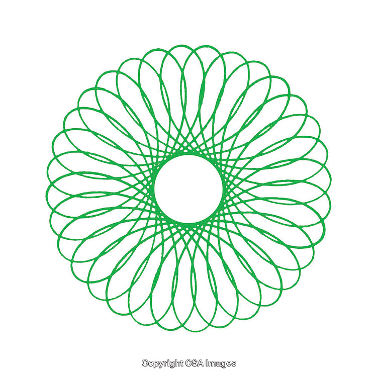 Green Geometric Mandala Pattern on a White Background