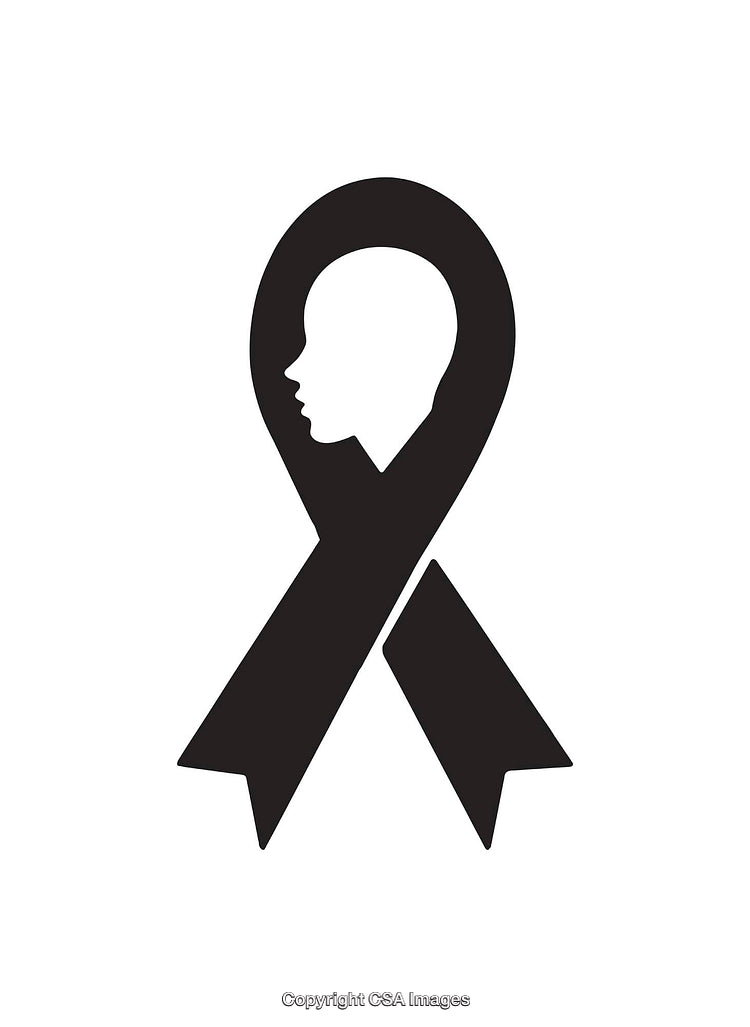 Silhouette Ribbon Icon With Human Profile Inside Simple Black and White Design