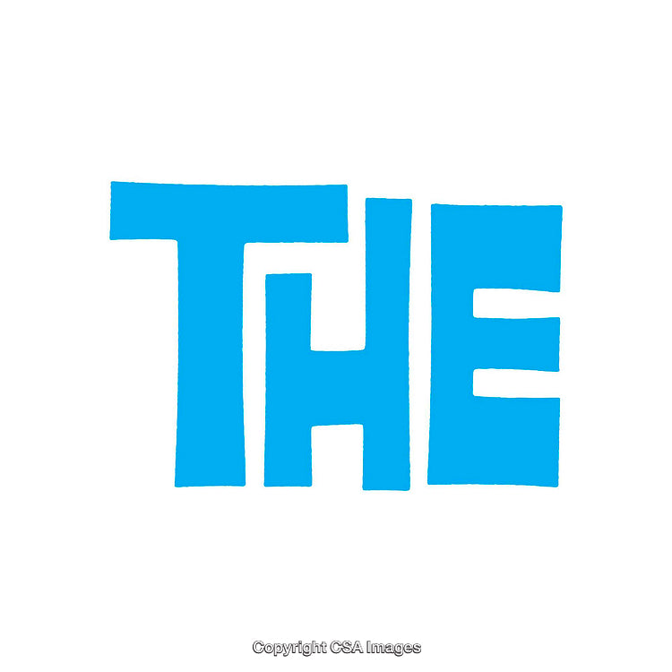 Blue Illustrated Typography Art Depicting the Word 'The' in Bold Letters