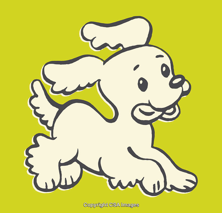 Cheerful Cartoon Dog Illustration on a Bright Green Background
