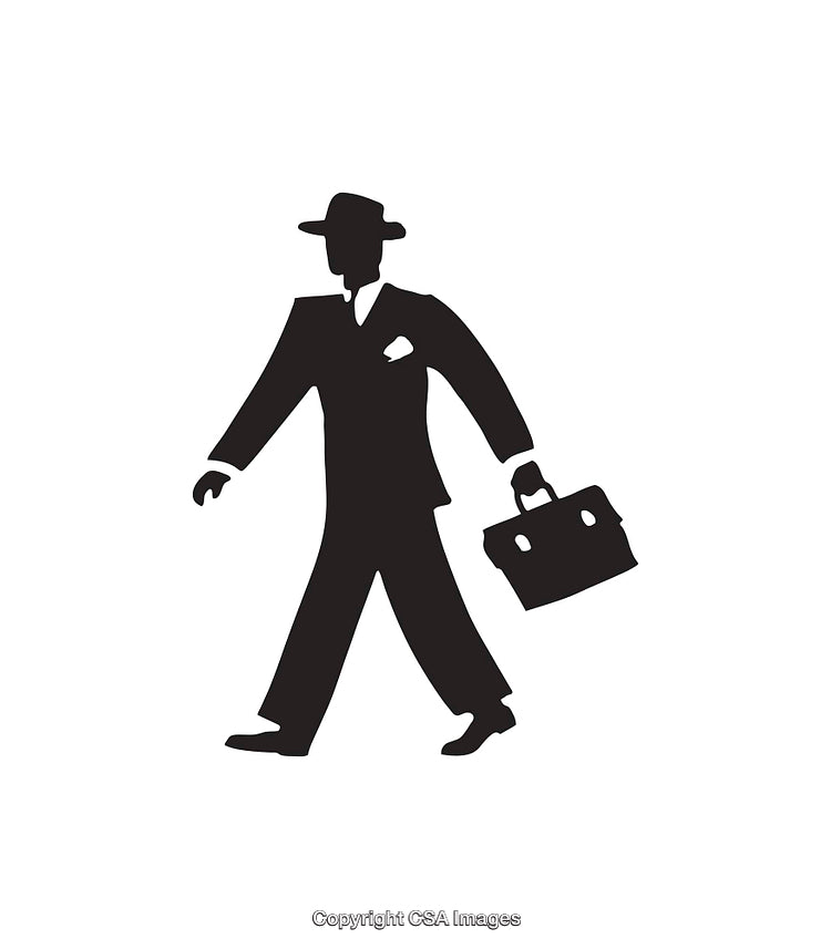 Silhouette of a Businessman Walking with Briefcase in Hand