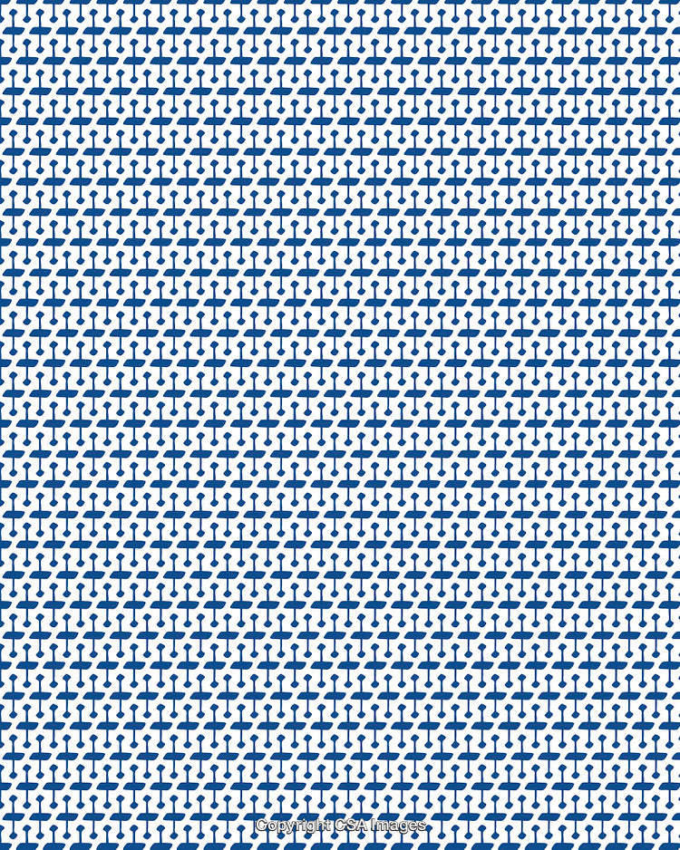 Blue Geometric Patterned Background With Repeating Shapes and Interlocking Design