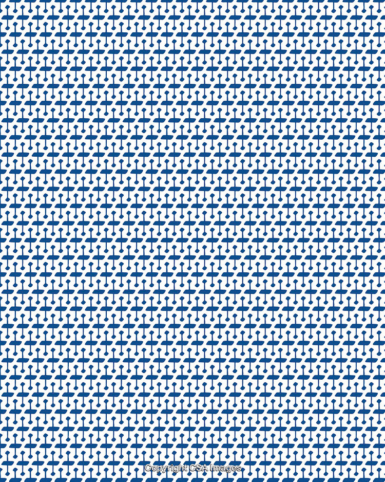 Blue Geometric Patterned Background With Repeating Shapes and Interlocking Design