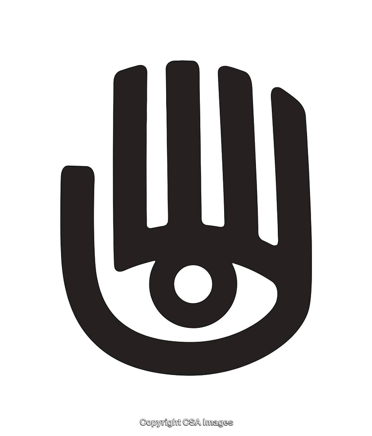 Stylized Black and White Hand Icon Featuring an Eye Design