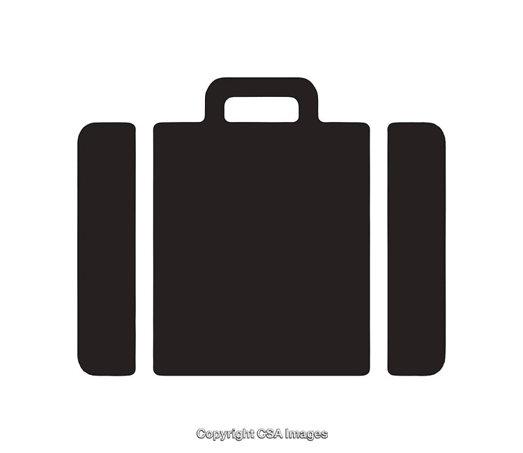 Minimalist Silhouette of a Suitcase Icon in Black and White