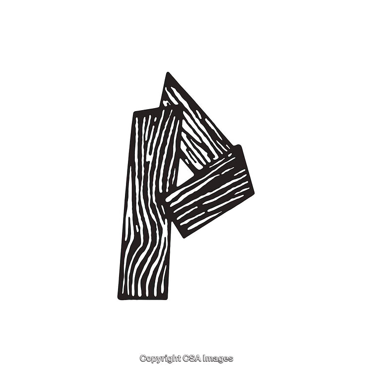 Hand-Drawn Letter P with Artistic Wood Grain Design