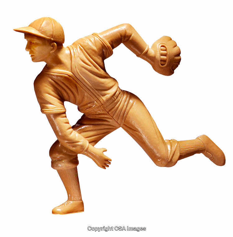 Vintage Style Figurine of a Baseball Player in Action Pose