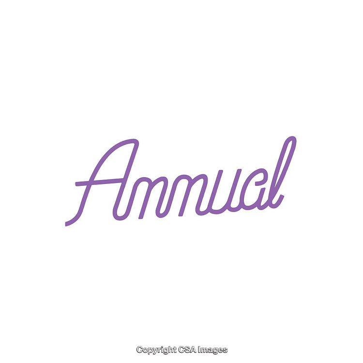 Modern Purple Script Typography Displaying the Word Annual on White Background