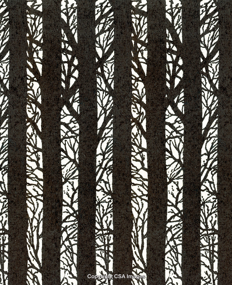 Pattern of Black Tree Silhouettes With Intricate Branch Details