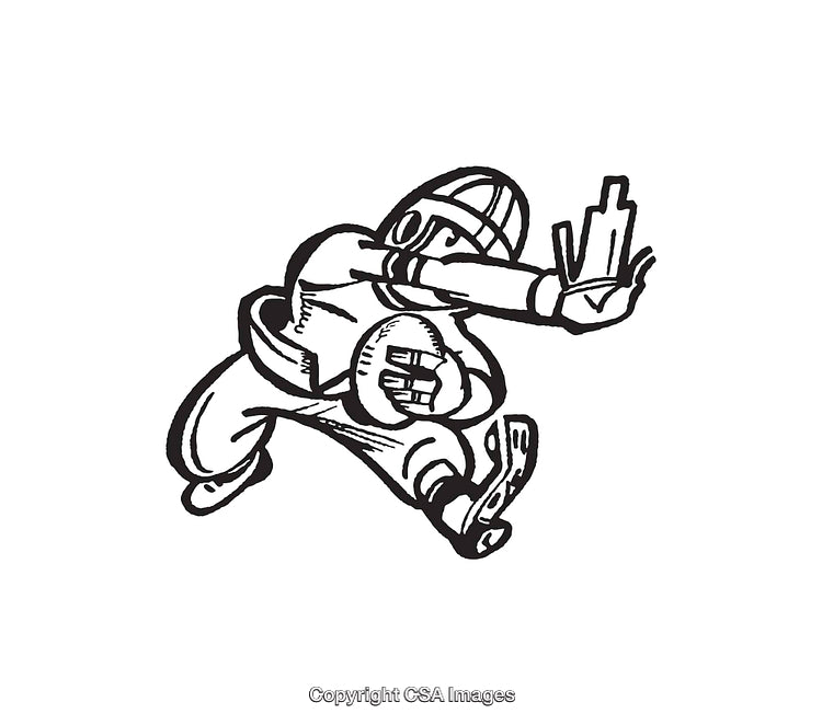 Dynamic Black and White Line Art Illustration of a Football Player