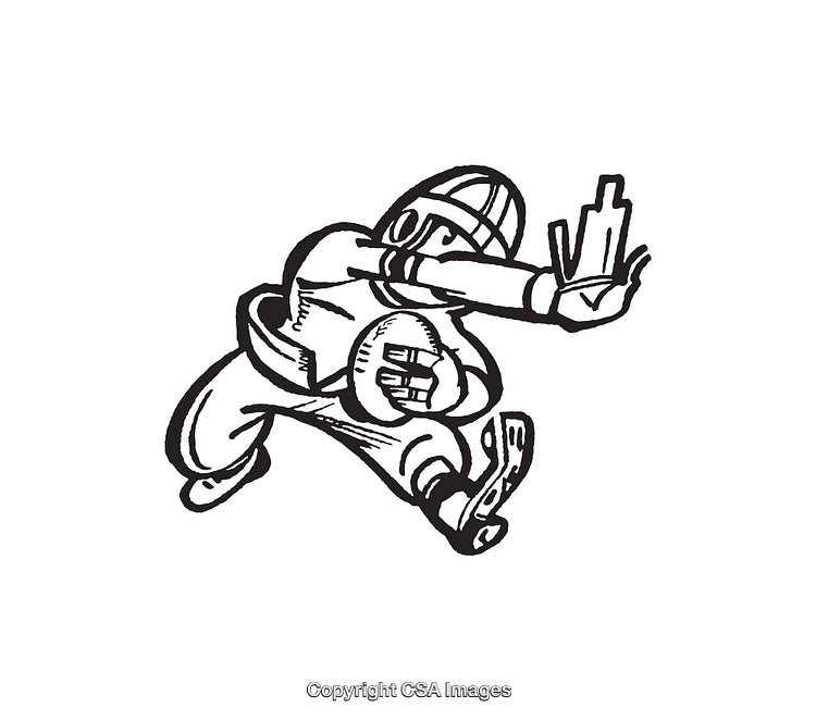 Dynamic Black and White Line Art Illustration of a Football Player