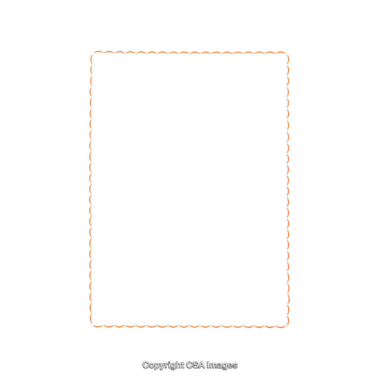 Minimalist Orange Scalloped Border Frame With Blank Center for Design Projects